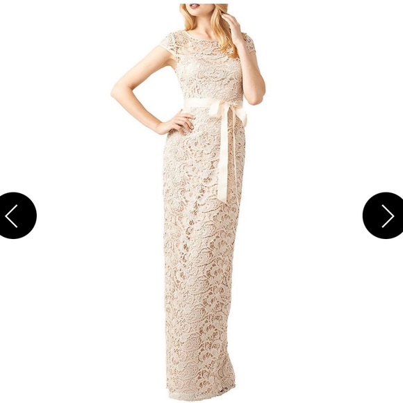 Adrianna Papell Lace with Waist Tie Long Gown - Picture 13 of 16